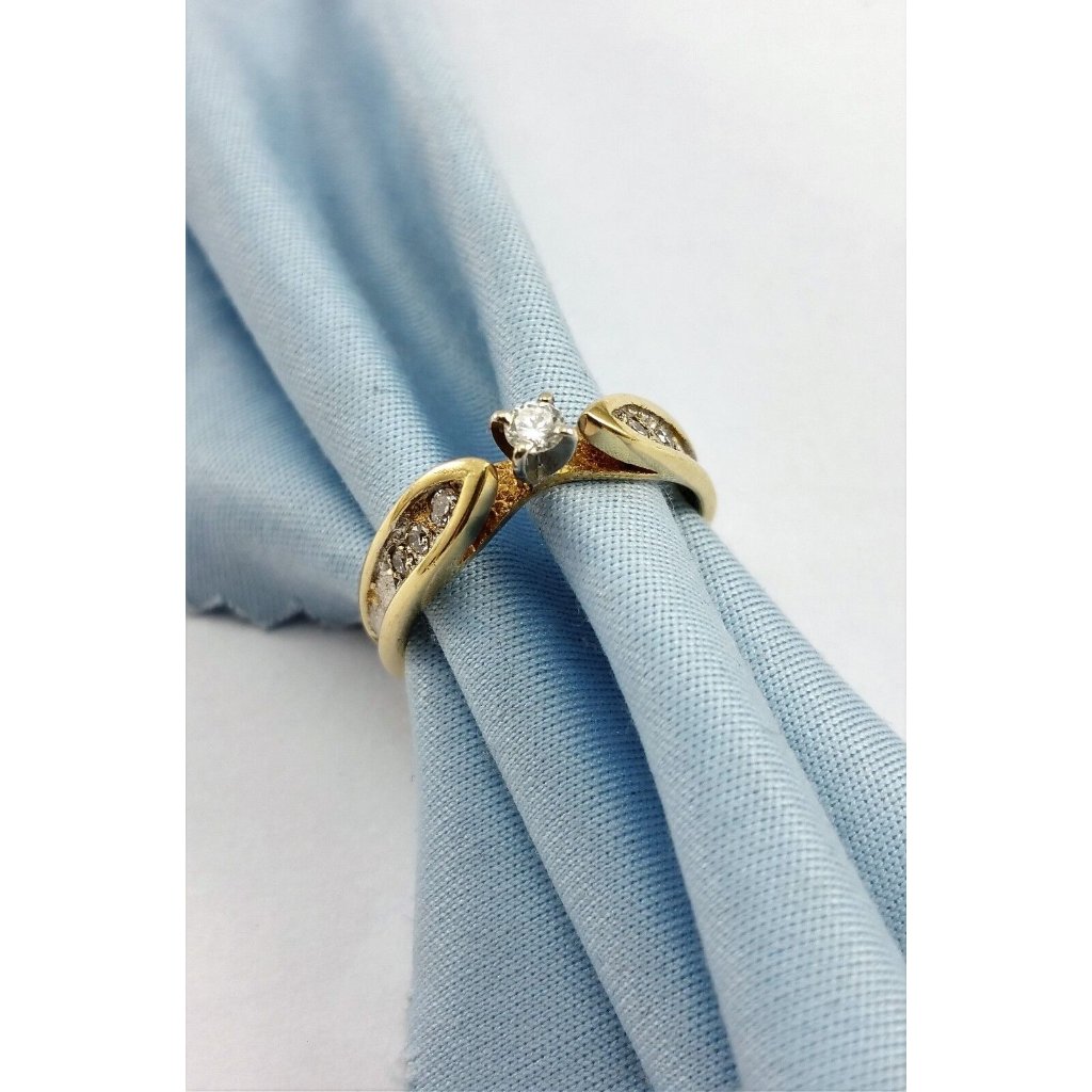 Unique 14k Karat Solid Yellow Gold Designer Diamond Engagement Ring  Size 525